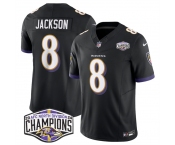 Men's Baltimore Ravens #8 Lamar Jackson Black F.U.S.E 2024 AFC North Division Champions Vapor Limited Football Jersey