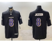 Men's Baltimore Ravens #8 Lamar Jackson Black Vapor Limited Football Jersey