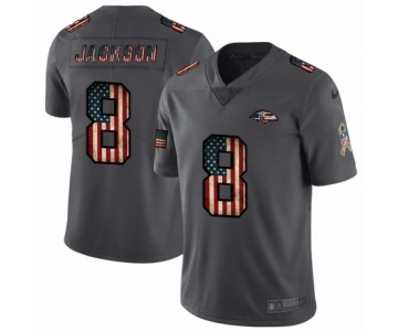 Men's Baltimore Ravens #8 Lamar Jackson Limited Black USA Flag 2019 Salute To Service Football Jersey