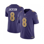 Men's Baltimore Ravens #8 Lamar Jackson Purple 2023 F.U.S.E Coloe Rush Jersey