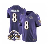 Men's Baltimore Ravens #8 Lamar Jackson Purple 2023 F.U.S.E With Patch Throwback Vapor Limited Stitched Jersey