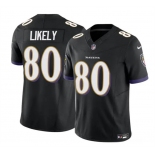 Men's Baltimore Ravens #80 Isaiah Likely Black 2023 F.U.S.E. Vapor Limited Football Stitched Jersey