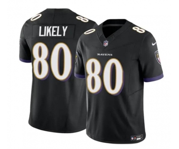 Men's Baltimore Ravens #80 Isaiah Likely Black 2023 F.U.S.E. Vapor Limited Football Stitched Jersey