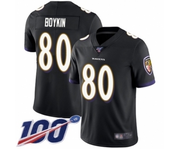 Men's Baltimore Ravens #80 Miles Boykin Black Alternate Vapor Untouchable Limited Player 100th Season Football Jersey