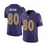 Men's Baltimore Ravens #80 Miles Boykin Limited Purple Rush Vapor Untouchable Football Jersey