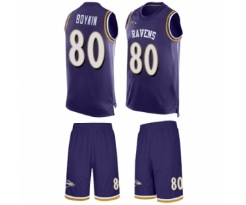 Men's Baltimore Ravens #80 Miles Boykin Limited Purple Tank Top Suit Football Jersey