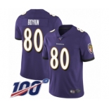 Men's Baltimore Ravens #80 Miles Boykin Purple Team Color Vapor Untouchable Limited Player 100th Season Football Jersey