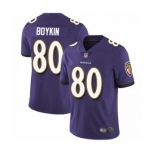 Men's Baltimore Ravens #80 Miles Boykin Purple Team Color Vapor Untouchable Limited Player Football Jersey