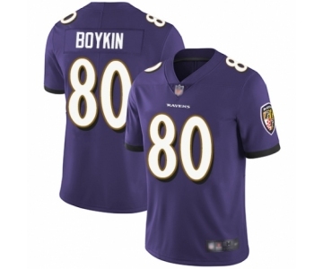 Men's Baltimore Ravens #80 Miles Boykin Purple Team Color Vapor Untouchable Limited Player Football Jersey