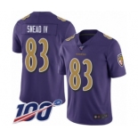 Men's Baltimore Ravens #83 Willie Snead IV Limited Purple Rush Vapor Untouchable 100th Season Football Jersey