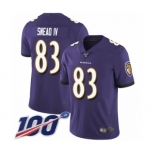 Men's Baltimore Ravens #83 Willie Snead IV Purple Team Color Vapor Untouchable Limited Player 100th Season Football Jersey