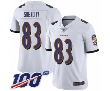 Men's Baltimore Ravens #83 Willie Snead IV White Vapor Untouchable Limited Player 100th Season Football Jersey