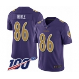 Men's Baltimore Ravens #86 Nick Boyle Limited Purple Rush Vapor Untouchable 100th Season Football Jersey