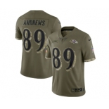 Men's Baltimore Ravens #89 Mark Andrews 2022 Olive Salute To Service Limited Stitched Jersey