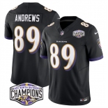 Men's Baltimore Ravens #89 Mark Andrews Black F.U.S.E 2024 AFC North Division Champions Vapor Limited Football Jersey