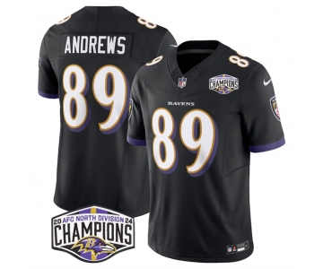 Men's Baltimore Ravens #89 Mark Andrews Black F.U.S.E 2024 AFC North Division Champions Vapor Limited Football Jersey