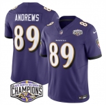 Men's Baltimore Ravens #89 Mark Andrews Purple F.U.S.E 2024 AFC North Division Champions Vapor Limited Football Jersey