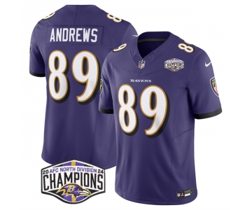 Men's Baltimore Ravens #89 Mark Andrews Purple F.U.S.E 2024 AFC North Division Champions Vapor Limited Football Jersey