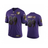 Men's Baltimore Ravens #89 Mark Andrews Purple Team 25th Season Golden Limited Football Jersey