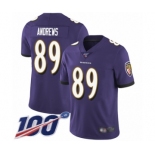 Men's Baltimore Ravens #89 Mark Andrews Purple Team Color Vapor Untouchable Limited Player 100th Season Football Jersey