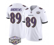 Men's Baltimore Ravens #89 Mark Andrews White F.U.S.E 2024 AFC North Division Champions Vapor Limited Football Jersey