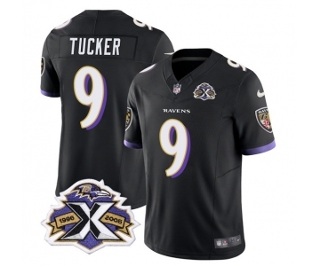 Men's Baltimore Ravens #9 Justin Tucker Black 2023 F.U.S.E With Patch Throwback Vapor Limited Stitched Jersey