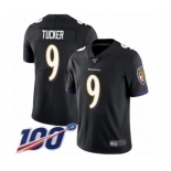 Men's Baltimore Ravens #9 Justin Tucker Black Alternate Vapor Untouchable Limited Player 100th Season Football Jersey