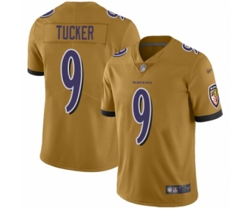 Men's Baltimore Ravens #9 Justin Tucker Limited Gold Inverted Legend Football Jersey