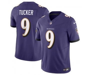 Men's Baltimore Ravens #9 Justin Tucker Purple 2023 F.U.S.E Vapor Jersey