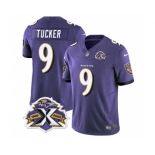 Men's Baltimore Ravens #9 Justin Tucker Purple 2023 F.U.S.E With Patch Throwback Vapor Limited Stitched Jersey