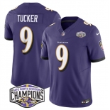 Men's Baltimore Ravens #9 Justin Tucker Purple F.U.S.E 2024 AFC North Division Champions Vapor Limited Football Jersey