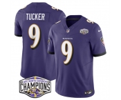 Men's Baltimore Ravens #9 Justin Tucker Purple F.U.S.E 2024 AFC North Division Champions Vapor Limited Football Jersey