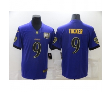 Men's Baltimore Ravens #9 Justin Tucker Purple Gold Limited Jersey