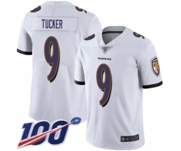 Men's Baltimore Ravens #9 Justin Tucker White Vapor Untouchable Limited Player 100th Season Football Jersey