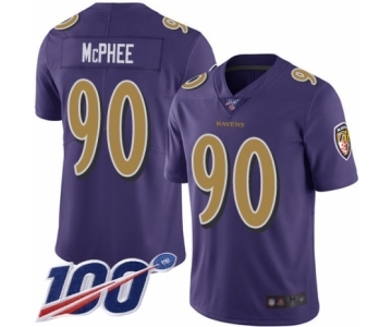 Men's Baltimore Ravens #90 Pernell McPhee Limited Purple Rush Vapor Untouchable 100th Season Football Jersey