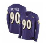 Men's Baltimore Ravens #90 Pernell McPhee Limited Purple Therma Long Sleeve Football Jersey