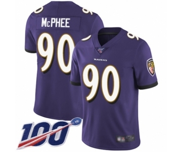 Men's Baltimore Ravens #90 Pernell McPhee Purple Team Color Vapor Untouchable Limited Player 100th Season Football Jersey