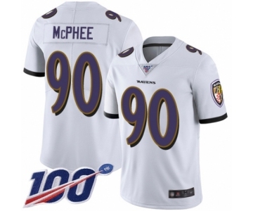 Men's Baltimore Ravens #90 Pernell McPhee White Vapor Untouchable Limited Player 100th Season Football Jersey