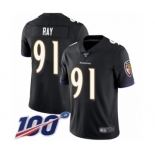 Men's Baltimore Ravens #91 Shane Ray Black Alternate Vapor Untouchable Limited Player 100th Season Football Jersey