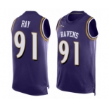 Men's Baltimore Ravens #91 Shane Ray Elite Purple Player Name & Number Tank Top Football Jersey