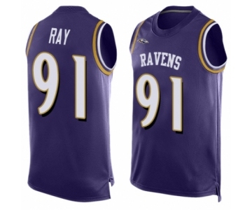 Men's Baltimore Ravens #91 Shane Ray Elite Purple Player Name & Number Tank Top Football Jersey