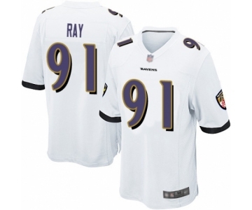 Men's Baltimore Ravens #91 Shane Ray Game White Football Jersey