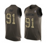 Men's Baltimore Ravens #91 Shane Ray Limited Green Salute to Service Tank Top Football Jersey