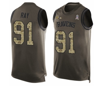 Men's Baltimore Ravens #91 Shane Ray Limited Green Salute to Service Tank Top Football Jersey