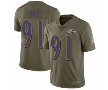 Men's Baltimore Ravens #91 Shane Ray Limited Olive 2017 Salute to Service Football Jersey