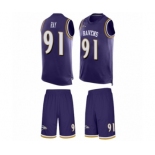 Men's Baltimore Ravens #91 Shane Ray Limited Purple Tank Top Suit Football Jersey