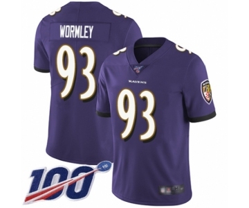 Men's Baltimore Ravens #93 Chris Wormley Purple Team Color Vapor Untouchable Limited Player 100th Season Football Jersey