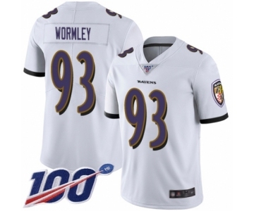 Men's Baltimore Ravens #93 Chris Wormley White Vapor Untouchable Limited Player 100th Season Football Jersey