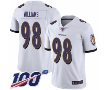 Men's Baltimore Ravens #98 Brandon Williams White Vapor Untouchable Limited Player 100th Season Football Jersey