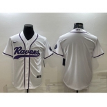 Men's Baltimore Ravens Blank White With Patch Cool Base Stitched Baseball Jersey